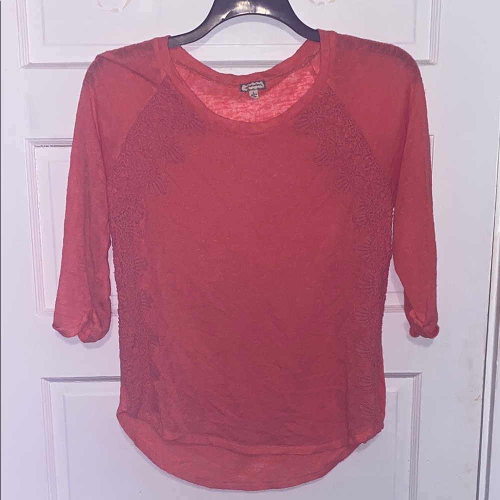Eyeshadow Coral 3/4 Sleeve Relaxed Blouse Sz. Large